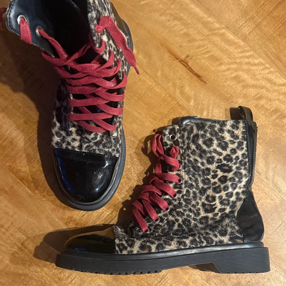 Current Mood Leopard Boots with Red Accents